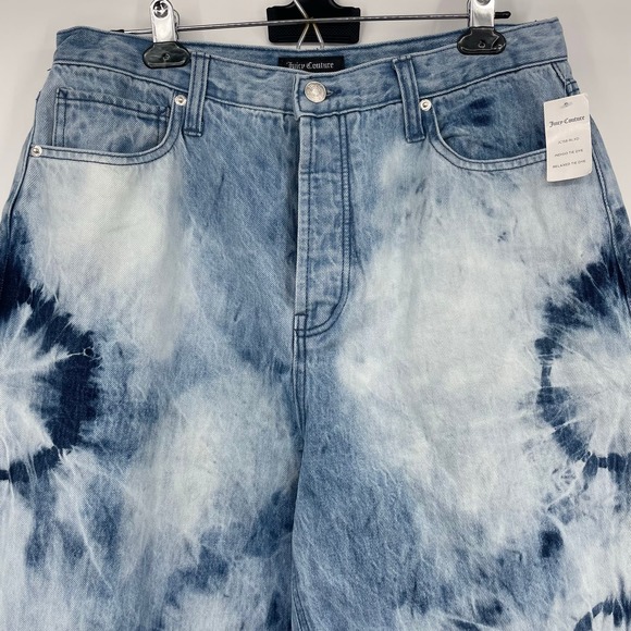 JUICY COUTURE Indigo Relaxed-Fit Tie-Dyed Button Fly Jeans Size 30 NWT - Picture 2 of 13